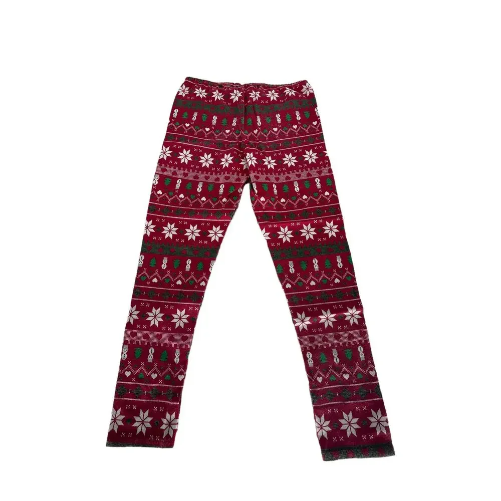Holiday Time Girls Christmas Leggings Youth Size Medium 7-8